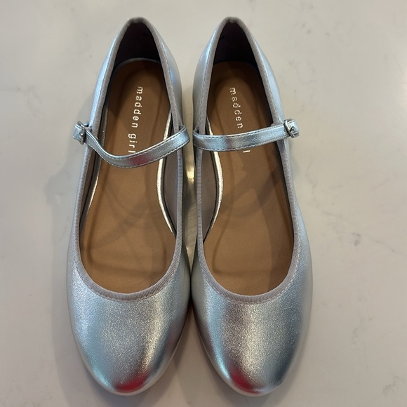 Metallic Silver Mary Jane Flats - Picture 4 of 7